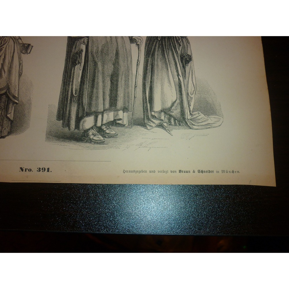 Antique Munchener Bilderbogen No 391 Historical Costume Print Braun & Schneider - Picture 2 of 5